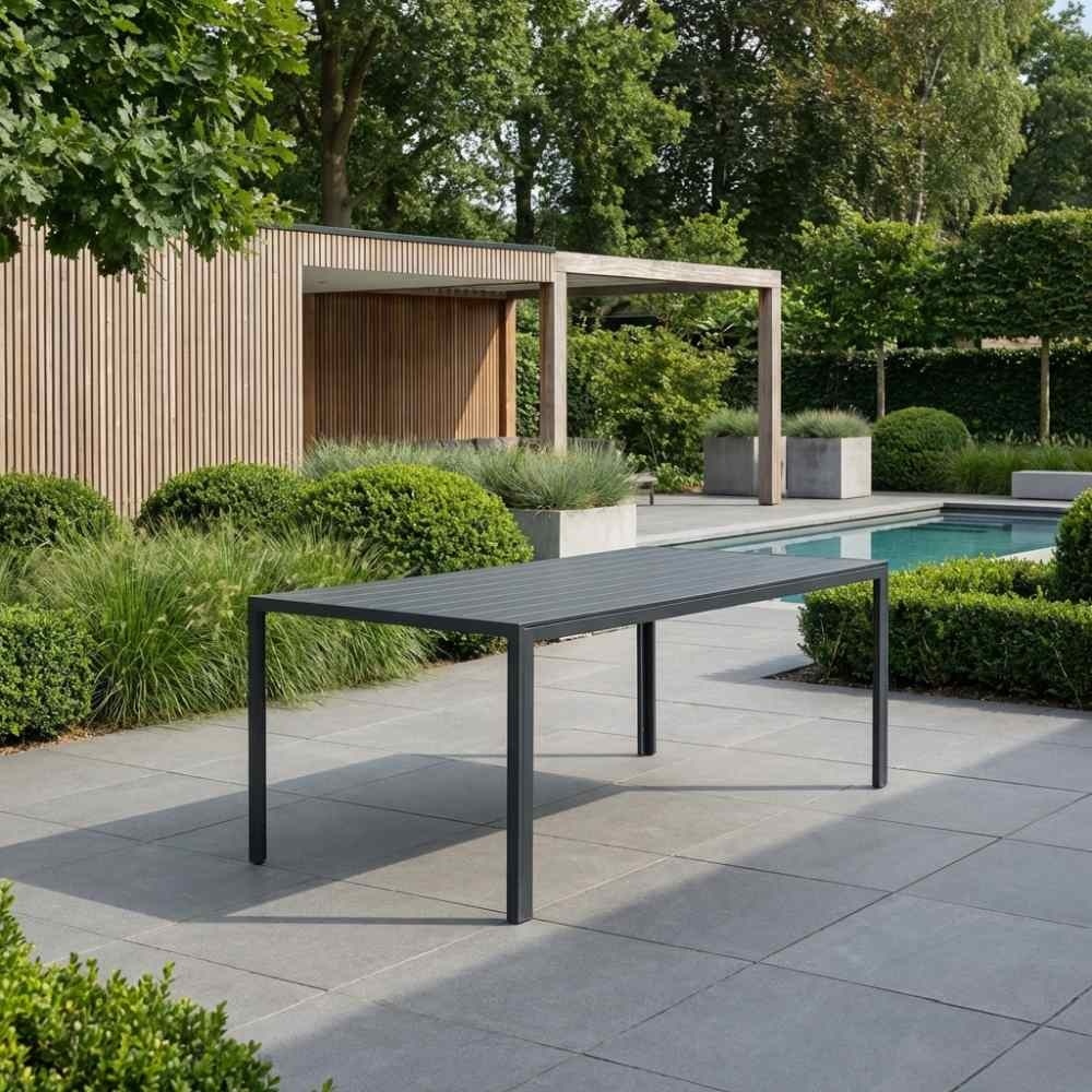 Manchester zwart/Tulum Sahara Dust dining tuinset | 4 personen | polywood + touw | 150cm