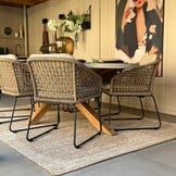Manchester zwart/Tulum Sahara Dust dining tuinset | 4 personen | polywood + touw | 205cm