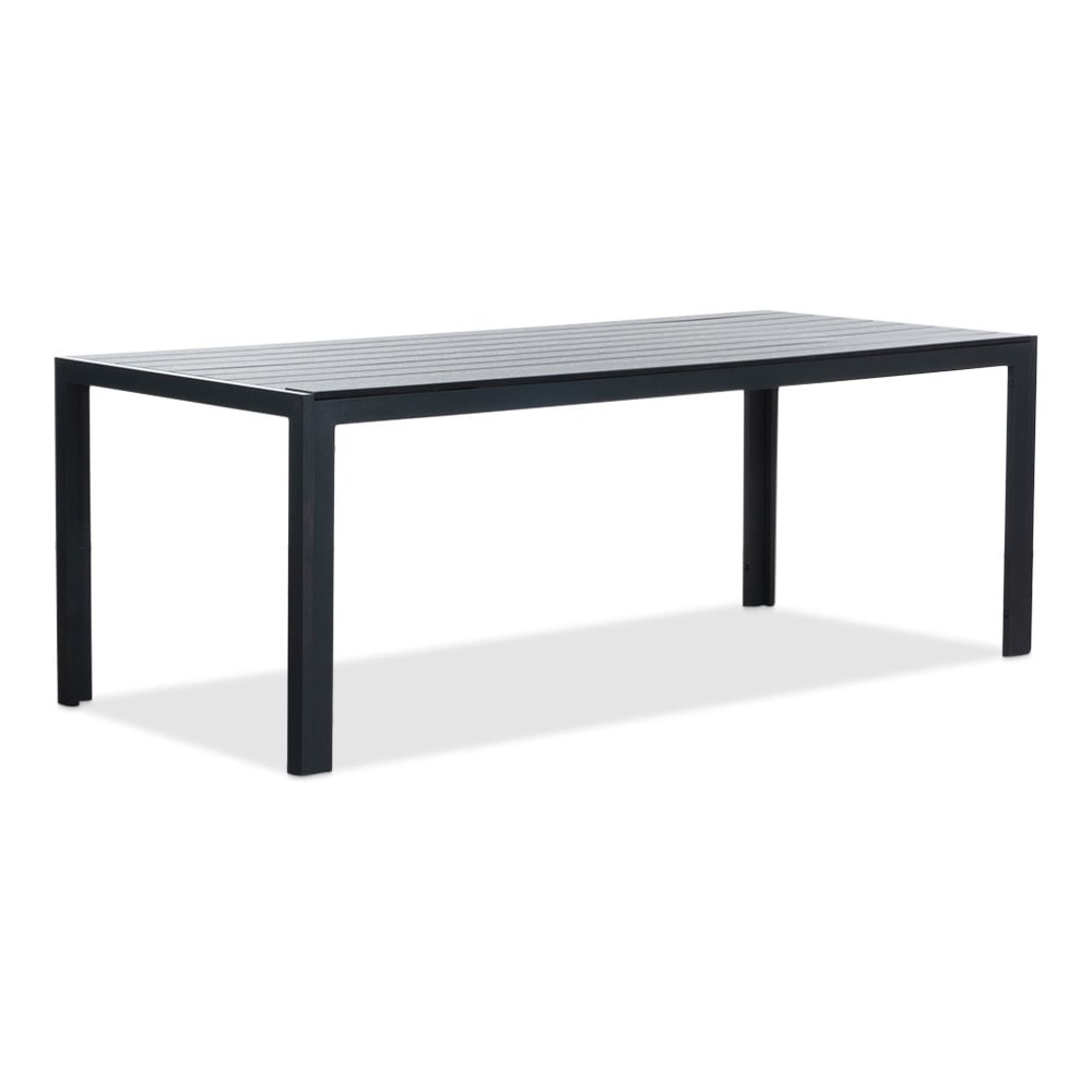 Manchester zwart/Tulum Sahara Dust dining tuinset | 4 personen | polywood + touw | 205cm