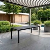Manchester zwart/Tulum Sahara Dust dining tuinset | 4 personen | polywood + touw | 205cm