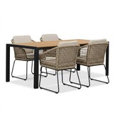 Manchester/Tulum Sahara Dust dining tuinset | 4 personen | polywood + touw | 205cm