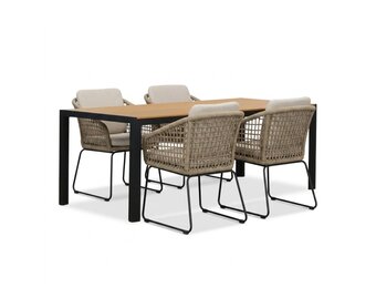 Manchester/Tulum Sahara Dust dining tuinset | 4 personen | polywood + touw | 205cm