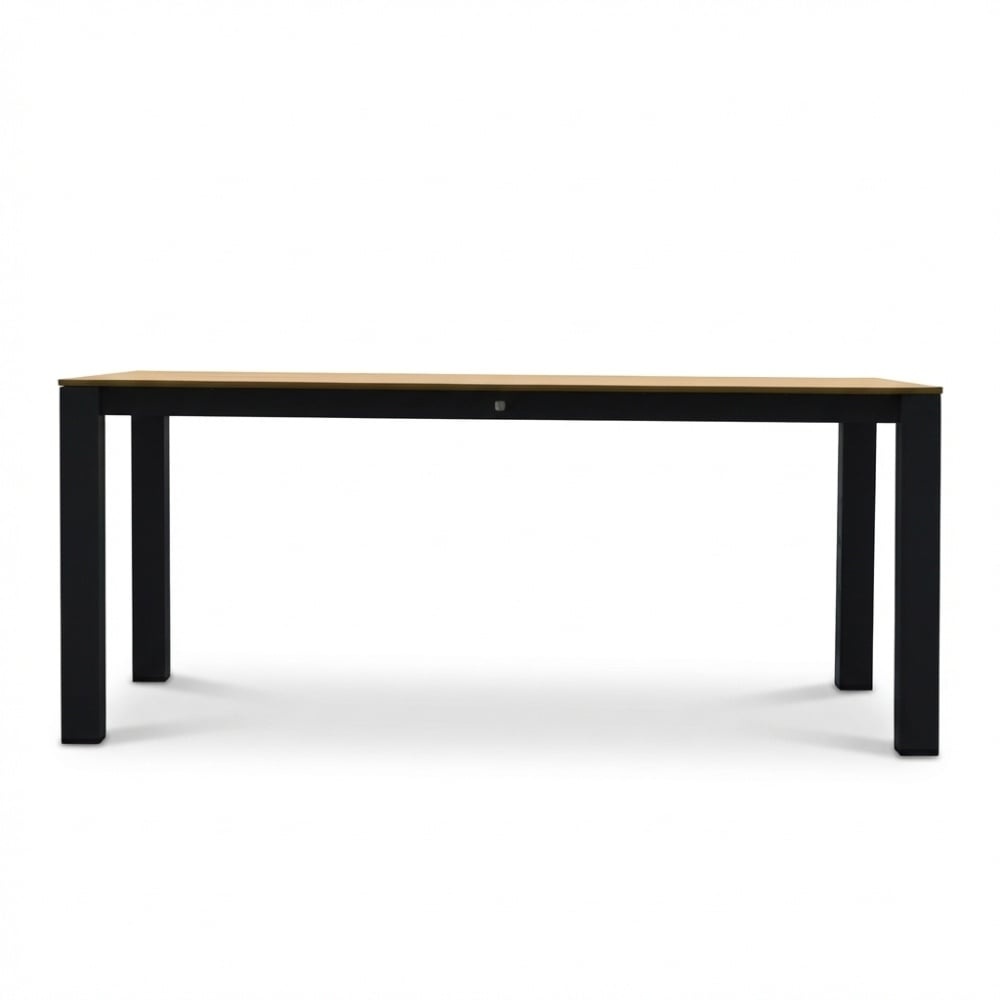 Manhattan antraciet/Tulum Sahara Dust dining tuinset | 4 personen | polywood + touw | 180cm
