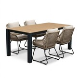 Manhattan antraciet/Portofino Sahara Dust dining tuinset | 4 personen | polywood + touw | 180cm