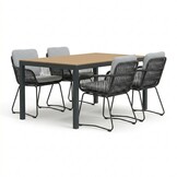 Manhattan antraciet/Harper Stone Grey dining tuinset | 4 personen | polywood + touw | 180cm