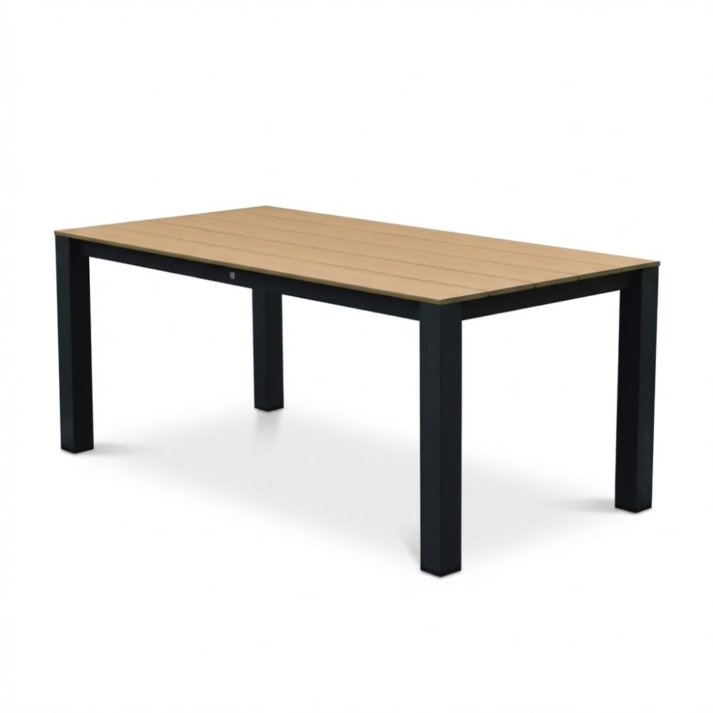 Manhattan antraciet/Harper Stone Grey dining tuinset | 4 personen | polywood + touw | 180cm