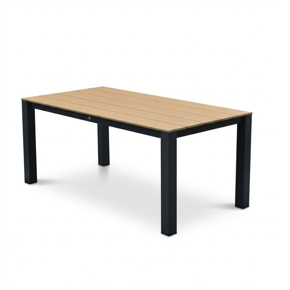 Manhattan antraciet/Harper Stone Grey dining tuinset | 4 personen | polywood + touw | 180cm