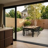 Manhattan antraciet/Tulum Sahara Dust dining tuinset | 6 personen | polywood + touw | 240cm