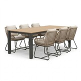 Manhattan antraciet/Portofino Sahara Dust dining tuinset | 6 personen | polywood + touw | 240cm