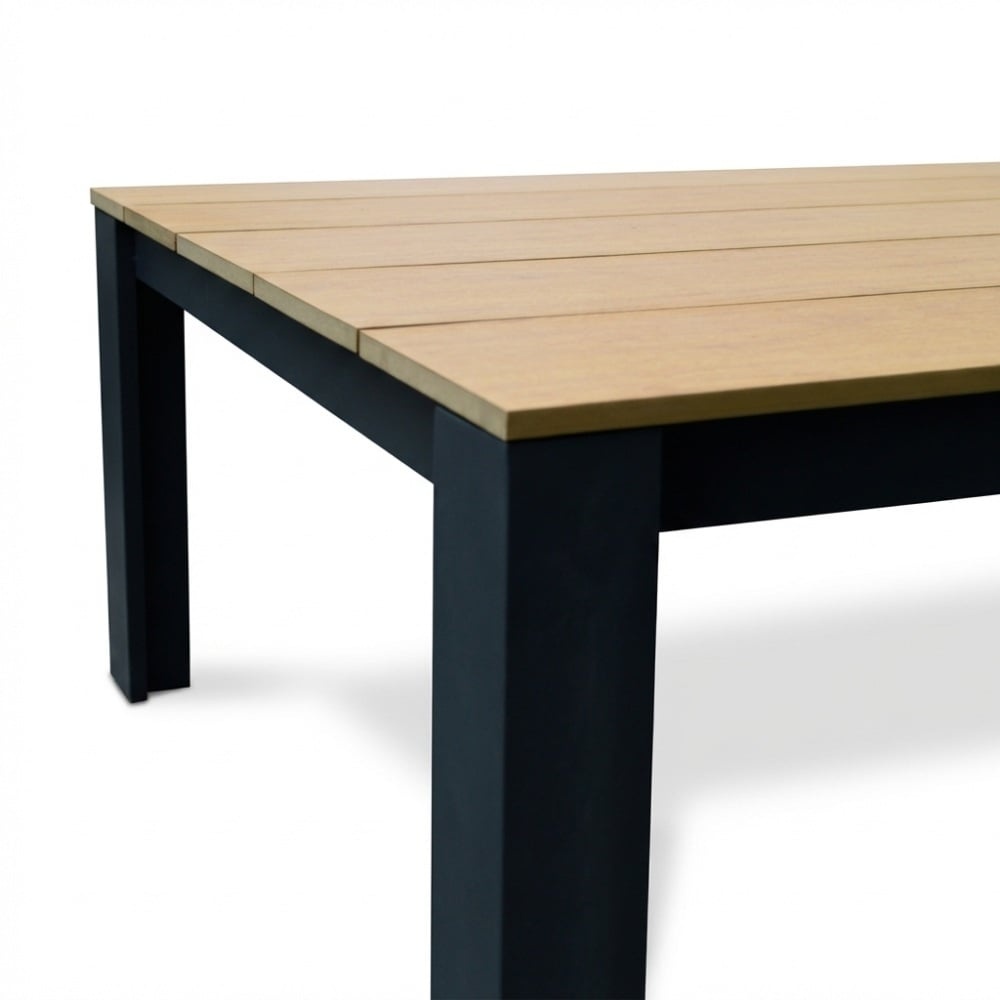 Manhattan antraciet/Tulum Lava Grey dining tuinset | 6 personen | polywood + touw | 240cm