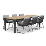 Manhattan antraciet/Harper Stone Grey dining tuinset | 6 personen | polywood + touw | 240cm
