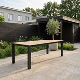 Manhattan antraciet/Harper Stone Grey dining tuinset | 6 personen | polywood + touw | 240cm