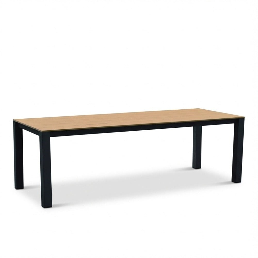 Manhattan antraciet/Harper Stone Grey dining tuinset | 6 personen | polywood + touw | 240cm