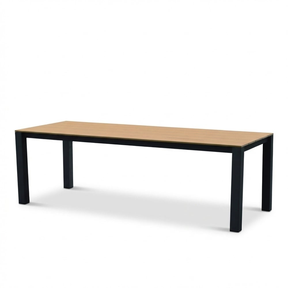 Manhattan antraciet/Harper Stone Grey dining tuinset | 6 personen | polywood + touw | 240cm