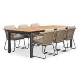 Montana/Tulum Sahara Dust dining tuinset | 6 personen | aluminium + touw | 240x100cm