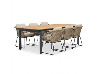Montana/Tulum Sahara Dust dining tuinset | 6 personen | aluminium + touw | 240x100cm