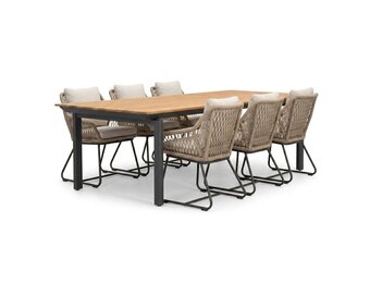 Montana/Portofino Sahara Dust dining tuinset | 6 personen | aluminium + touw | 240x100cm