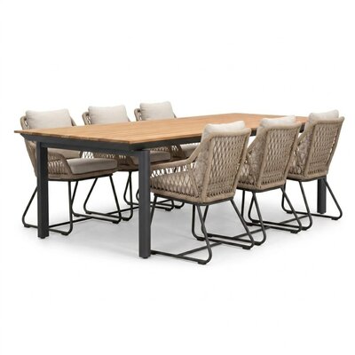 Montana/Portofino Sahara Dust dining tuinset | 6 personen | aluminium + touw | 240x100cm