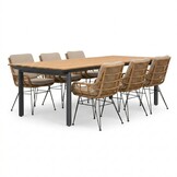 Montana/Carlos taupe dining tuinset | 6 personen | aluminium + wicker | 240x100cm