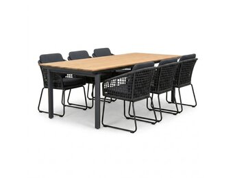 Montana/Tulum Lava Grey dining tuinset | 6 personen | aluminium + touw | 240x100cm