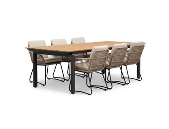 Montana/Harper Sahara Dust dining tuinset | 6 personen | aluminium + touw | 240x100cm