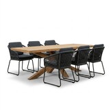 Napoli/Tulum Lava Grey dining tuinset | 6 personen | teakhout + touw | 250cm