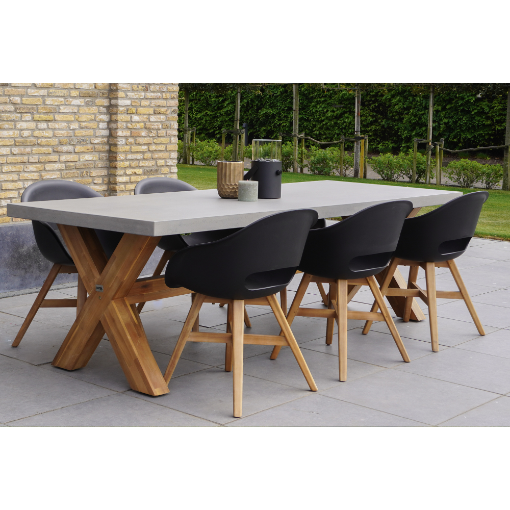 Norwich/Lexis Stone Grey dining tuinset | 6 personen | polystone + touw | 250cm