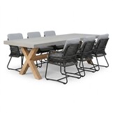 Norwich/Gianna Stone Grey dining tuinset | 6 personen | polystone + touw | 250cm