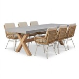 Norwich/Carlos beige dining tuinset | 6 personen | polystone + wicker | 250cm