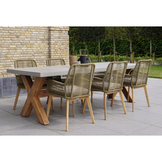 Norwich/Carlos beige dining tuinset | 6 personen | polystone + wicker | 250cm