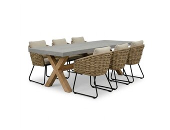 Norwich/Flora Sahara Dust dining tuinset | 6 personen | polystone + touw | 250cm