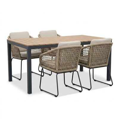 Oxford/Tulum Sahara Dust dining tuinset | 4 personen | aluminium + touw | 160cm