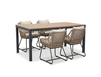 Oxford/Portofino Sahara Dust dining tuinset | 4 personen | aluminium + touw | 160cm