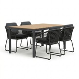 Oxford/Tulum Lava Grey dining tuinset | 4 personen | aluminium + touw | 160cm