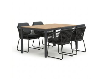 Oxford/Tulum Lava Grey dining tuinset | 4 personen | aluminium + touw | 160cm