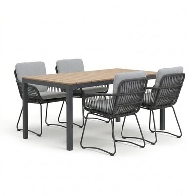 Oxford/Harper Stone Grey dining tuinset | 4 personen | aluminium + touw | 160cm