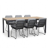 Oxford/Harper Stone Grey dining tuinset | 6 personen | aluminium + touw | 200cm