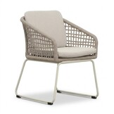 Palau/Tulum Almond Beige dining tuinset | 4 personen | teakhout + touw | Ø120cm
