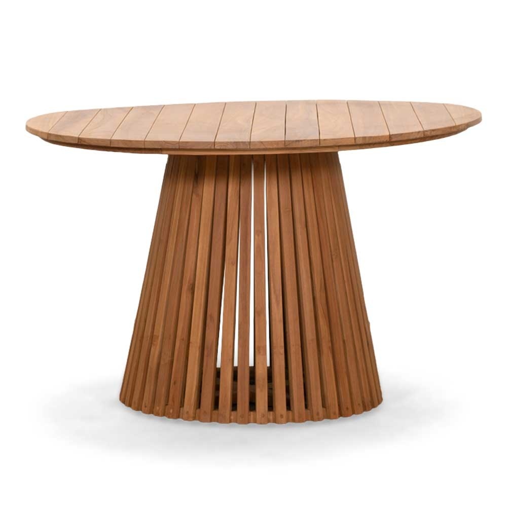 Palau/Tulum Almond Beige dining tuinset | 4 personen | teakhout + touw | Ø120cm