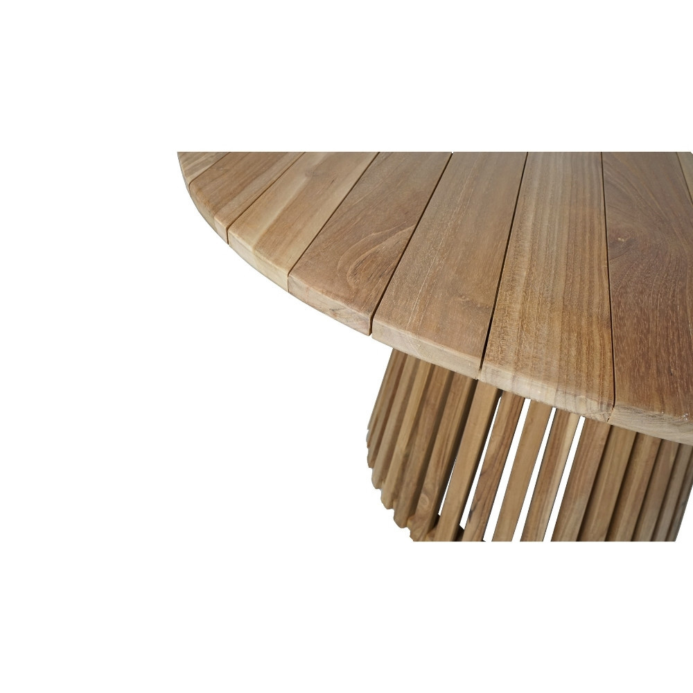 Palau/Tulum Almond Beige dining tuinset | 4 personen | teakhout + touw | Ø120cm
