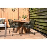 Palau/Tulum Almond Beige dining tuinset | 4 personen | teakhout + touw | Ø120cm