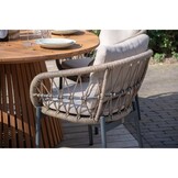 Palau/Harper Sahara Dust dining tuinset | 4 personen | teakhout + touw | Ø120cm