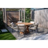 Palau/Harper Stone Grey dining tuinset | 4 personen | teakhout + touw | Ø120cm