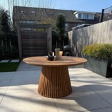 Palau/Harper Stone Grey dining tuinset | 6 personen | teakhout + touw | Ø140cm
