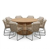 Palau/Tulum Sahara Dust dining tuinset | 8 personen | teakhout + touw | 180cm