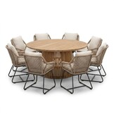 Palau/Portofino Sahara Dust dining tuinset | 8 personen | teakhout + touw | 180cm
