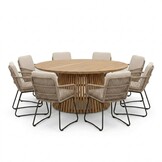 Palau/Harper Sahara Dust dining tuinset | 8 personen | teakhout + touw | 180cm