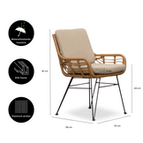 Panama antraciet/Carlos taupe dining tuinset | 6 personen | polywood + wicker | 260cm