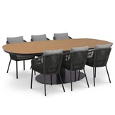 Panama antraciet/Lexis Stone Grey dining tuinset | 6 personen | polywood + touw | 260cm