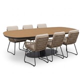 Panama antraciet/Harper Sahara Dust dining tuinset | 6 personen | polywood + touw | 260cm